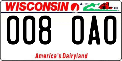 WI license plate 008OAO