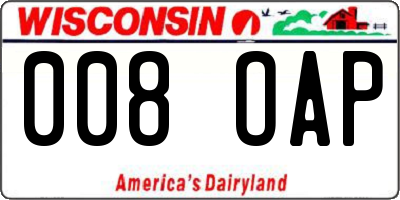 WI license plate 008OAP