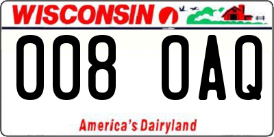 WI license plate 008OAQ