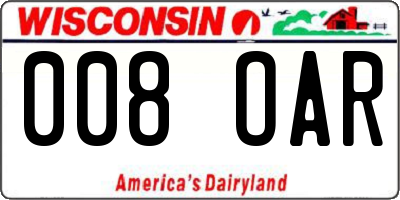 WI license plate 008OAR