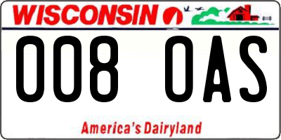 WI license plate 008OAS