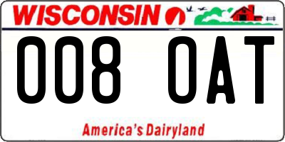 WI license plate 008OAT
