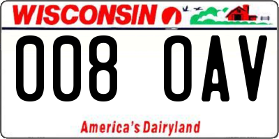 WI license plate 008OAV