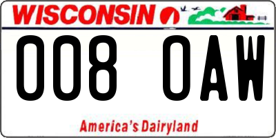 WI license plate 008OAW