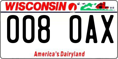 WI license plate 008OAX