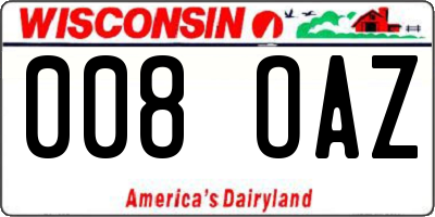 WI license plate 008OAZ
