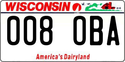 WI license plate 008OBA
