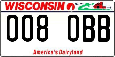 WI license plate 008OBB