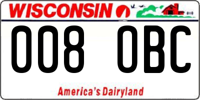 WI license plate 008OBC