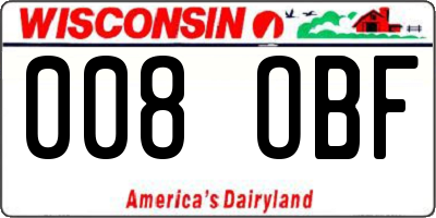 WI license plate 008OBF