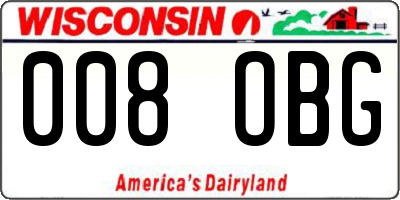 WI license plate 008OBG