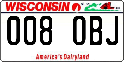 WI license plate 008OBJ