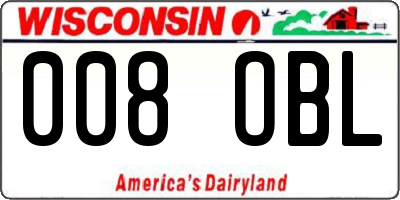 WI license plate 008OBL