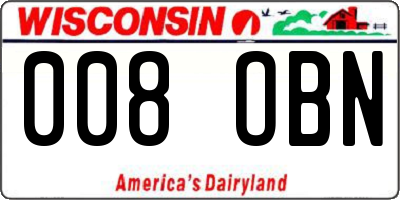 WI license plate 008OBN