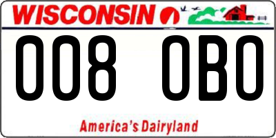 WI license plate 008OBO