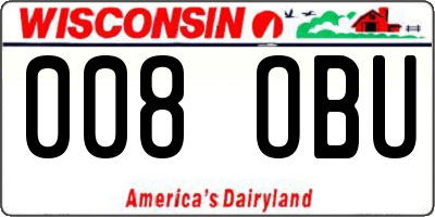 WI license plate 008OBU