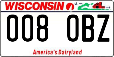 WI license plate 008OBZ