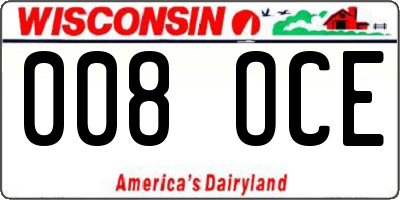 WI license plate 008OCE