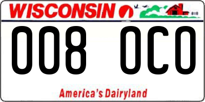 WI license plate 008OCO