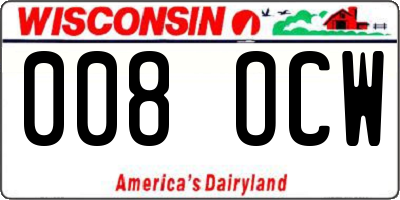 WI license plate 008OCW