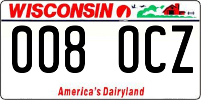 WI license plate 008OCZ