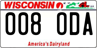 WI license plate 008ODA
