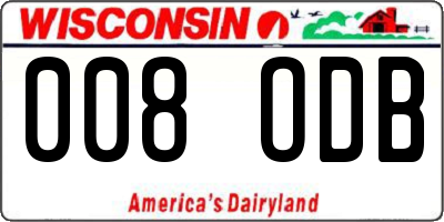 WI license plate 008ODB
