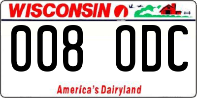 WI license plate 008ODC