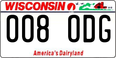 WI license plate 008ODG