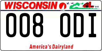 WI license plate 008ODI