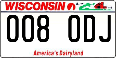 WI license plate 008ODJ