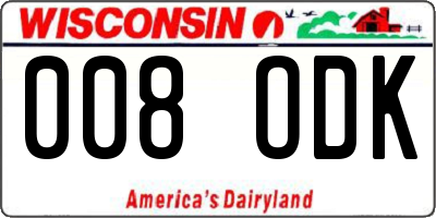 WI license plate 008ODK