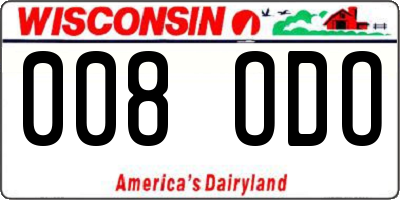 WI license plate 008ODO