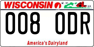 WI license plate 008ODR