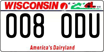 WI license plate 008ODU