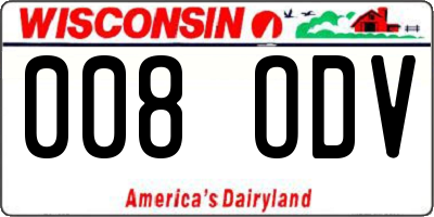 WI license plate 008ODV
