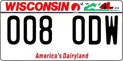 WI license plate 008ODW