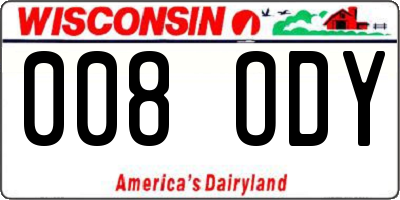 WI license plate 008ODY