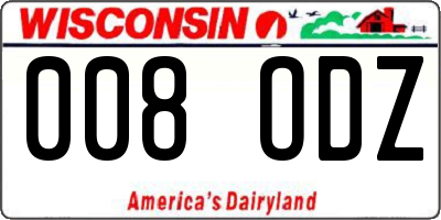 WI license plate 008ODZ