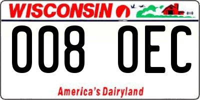 WI license plate 008OEC