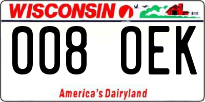 WI license plate 008OEK