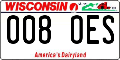 WI license plate 008OES