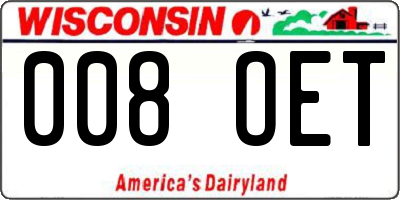 WI license plate 008OET