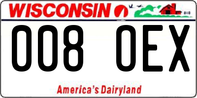 WI license plate 008OEX