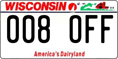 WI license plate 008OFF