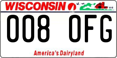 WI license plate 008OFG