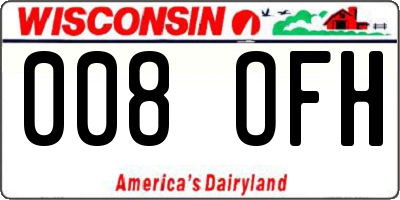 WI license plate 008OFH