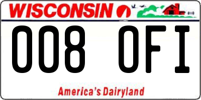 WI license plate 008OFI