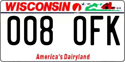 WI license plate 008OFK