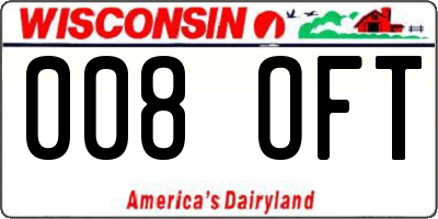 WI license plate 008OFT